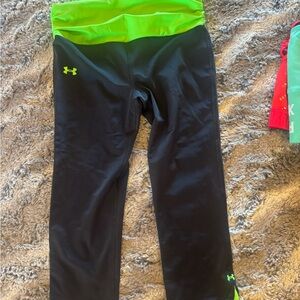 Under Armour Kids Leggings in Black and Bright Green